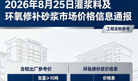 马尔康2026年8月25日灌浆料及环氧修补砂浆市场价格信息通报